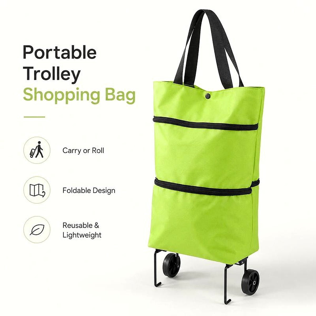 StowFold Foldable Shopping Trolley Bag — carry or roll
